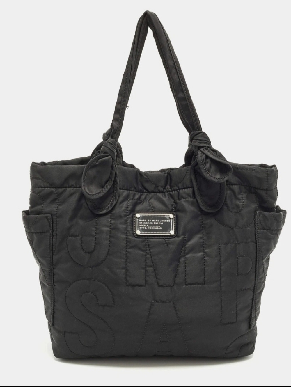 Marc by Marc Jacobs Black Quilted Nylon Tote with Knotted Handles - Picture 2 of 13